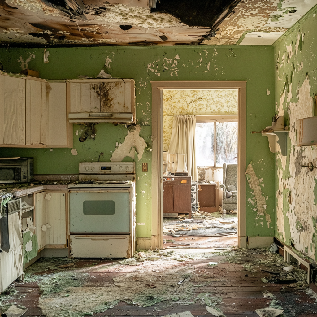 A home in Seattle in need of restoration from fire damage